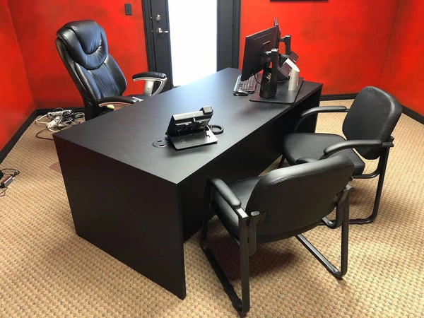 Desk Wrap with 3M Di-Noc Black Leather