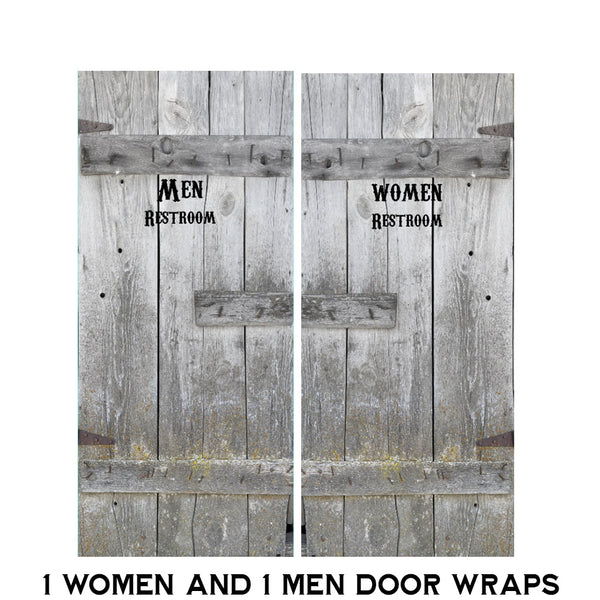 Men and Women Restroom Door wraps - Old Wooden Western Door