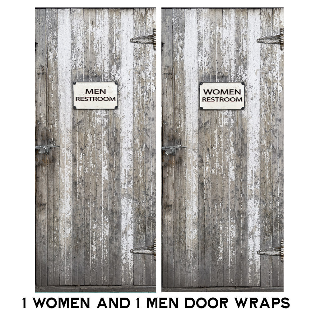 Men and Women Restroom Door wraps - White Cracked Paint