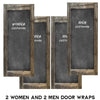 Men and Women Restroom Door wraps - Weathered Wood frame Caulk board