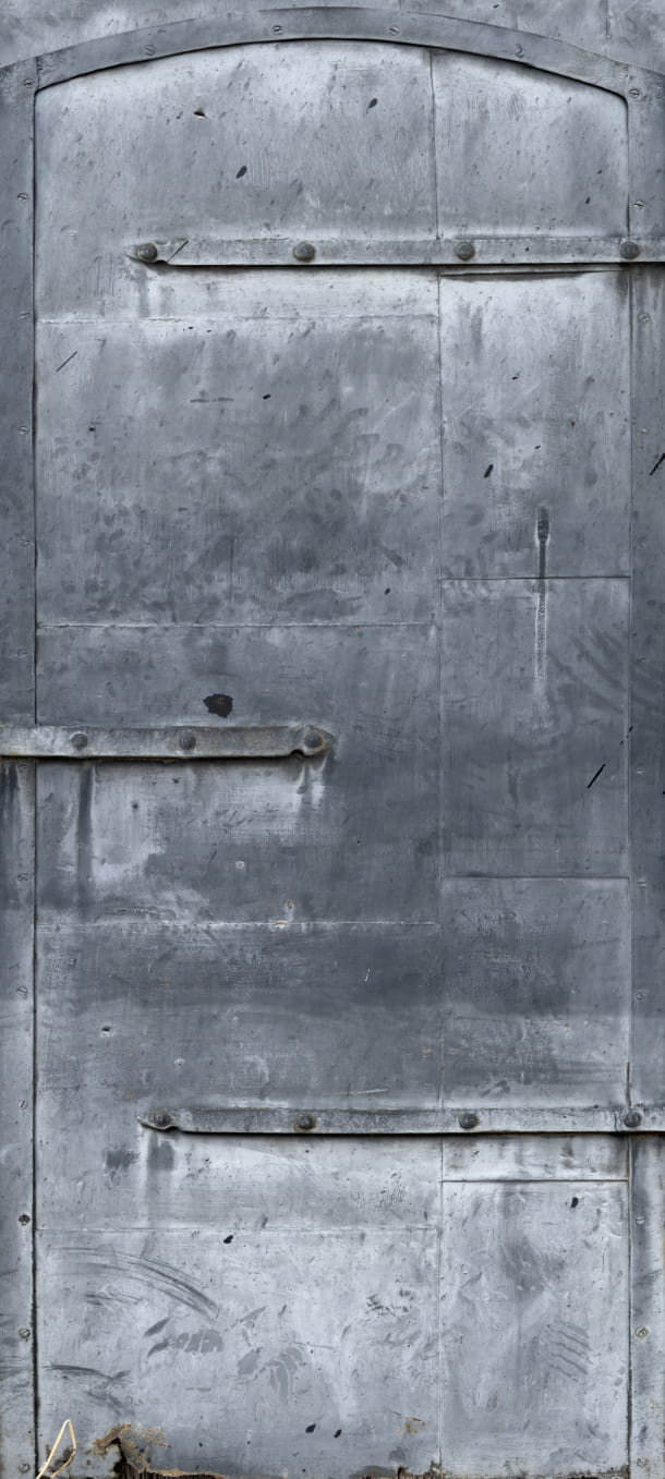 Grey Metal Door Baker City Custom Printed Door Wrap