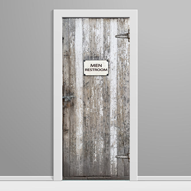 Men and Women Restroom Door wraps - White Cracked Paint