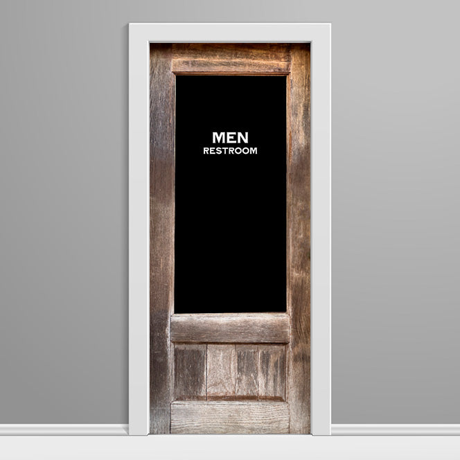 Men and Women Restroom door wraps - Weathered Wooden Big Window Custom Printed Vinyl