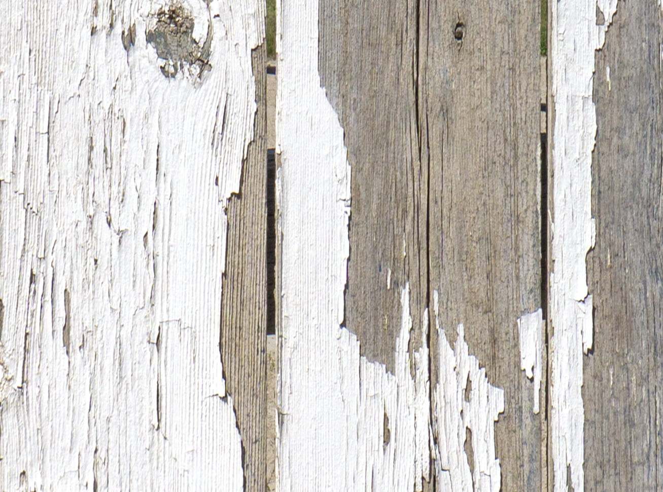White Peeling Painted Fence Door Wrap close up