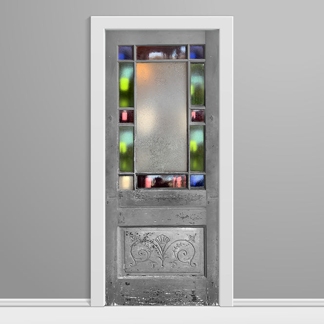 13 Stain glass Grey Vinyl Door wrap Blank