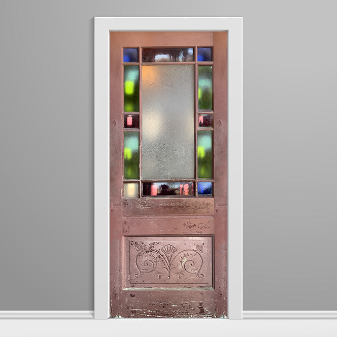 13 Stain glass Red Vinyl Door wrap Blank