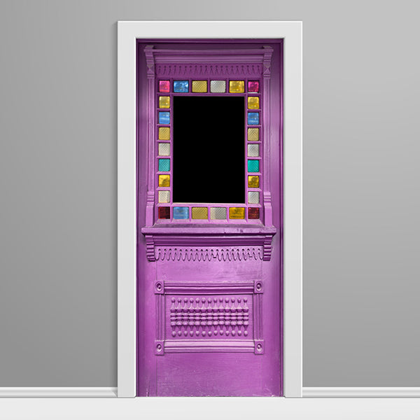26 Stain glass Door wrap Magenta Blank