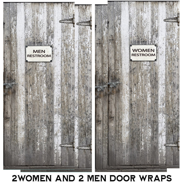 Men and Women Restroom Door wraps - White Cracked Paint