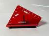 Red triangular ruler with 'WORKER A' branding on a white background