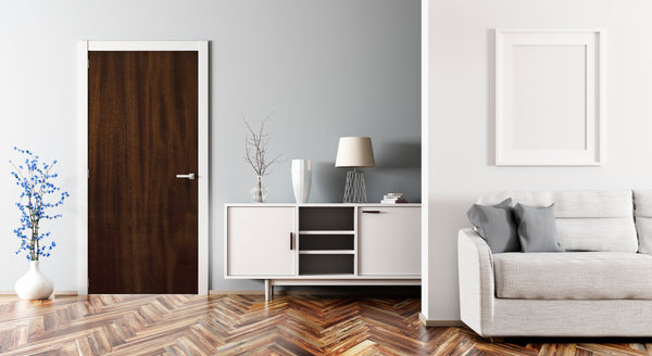Dark Elm Slab Wood Grain Vinyl Door Wrap