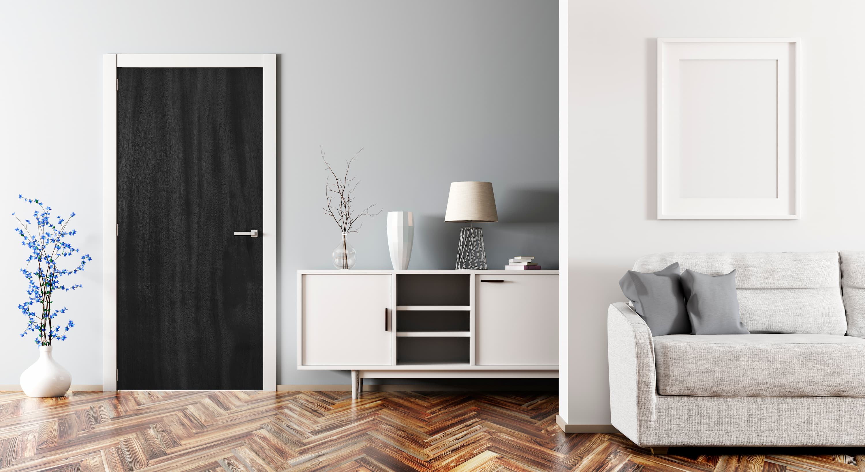 Ebony Elm Slab Wood Grain Vinyl Door Wrap