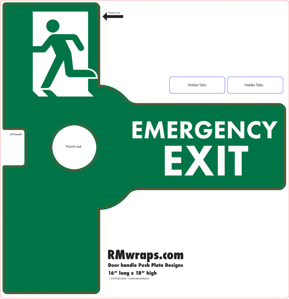 Emergency Exit Push Plate Sticker