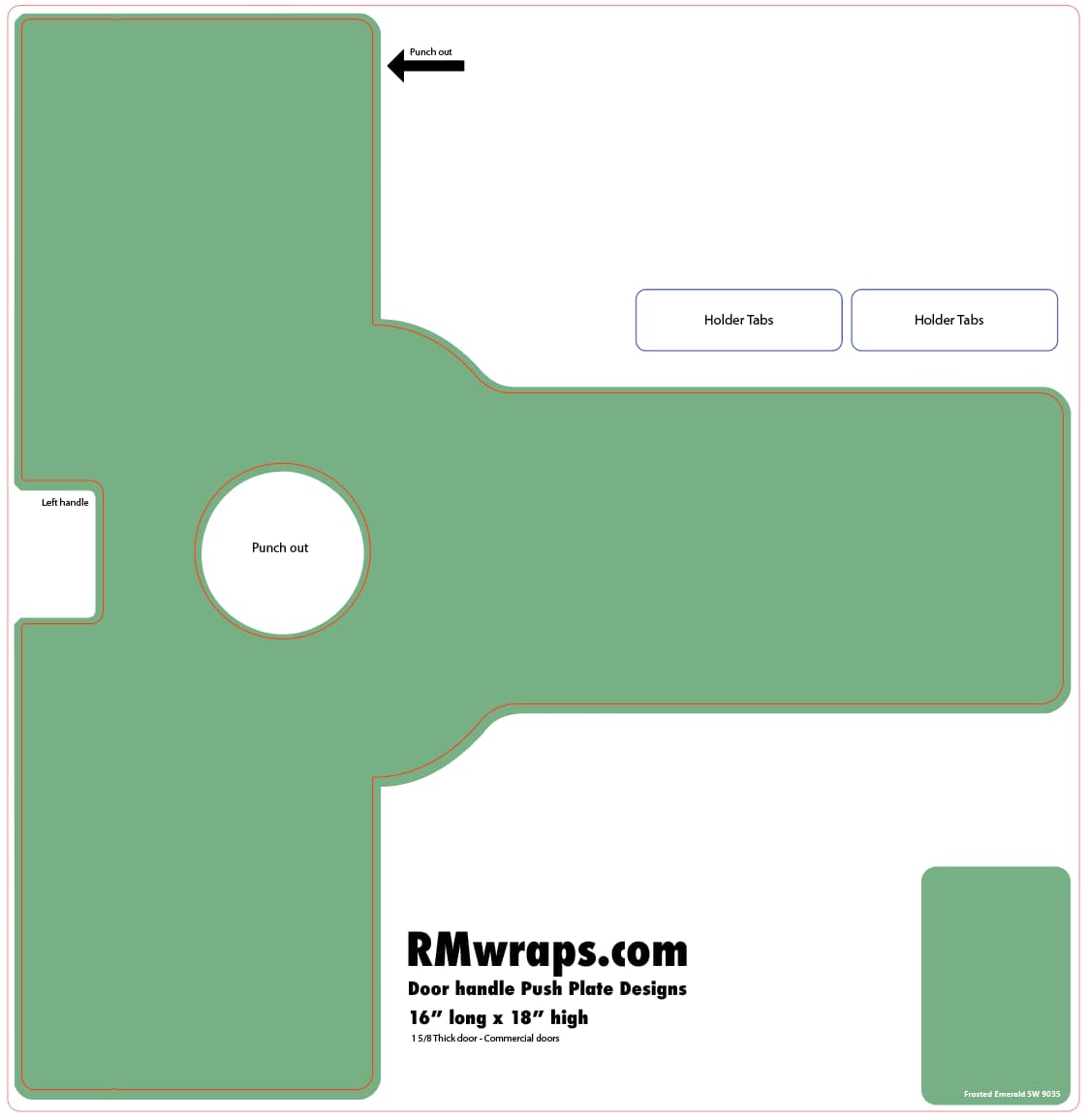 Frosted Emerald SW 9035 Push Plate Sticker