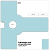 Design template for a door handle push plate with labeled parts and dimensions, sourced from RMwraps.com.