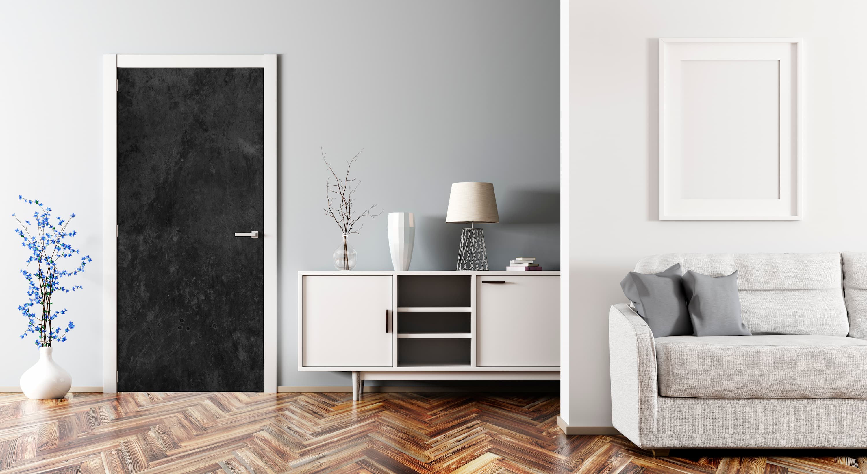 Black Concrete Texture Vinyl Door Wrap