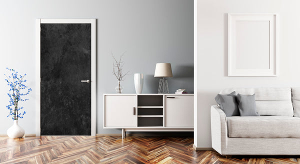 Black Concrete Texture Vinyl Door Wrap