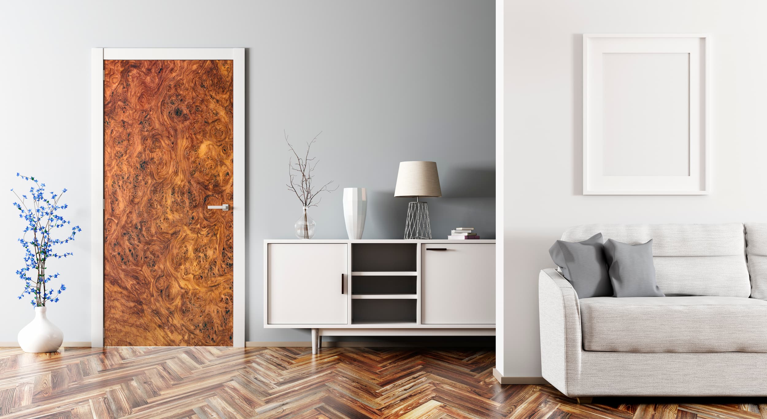 Brown Amboyna Burl Wood Slab Vinyl Door Wrap