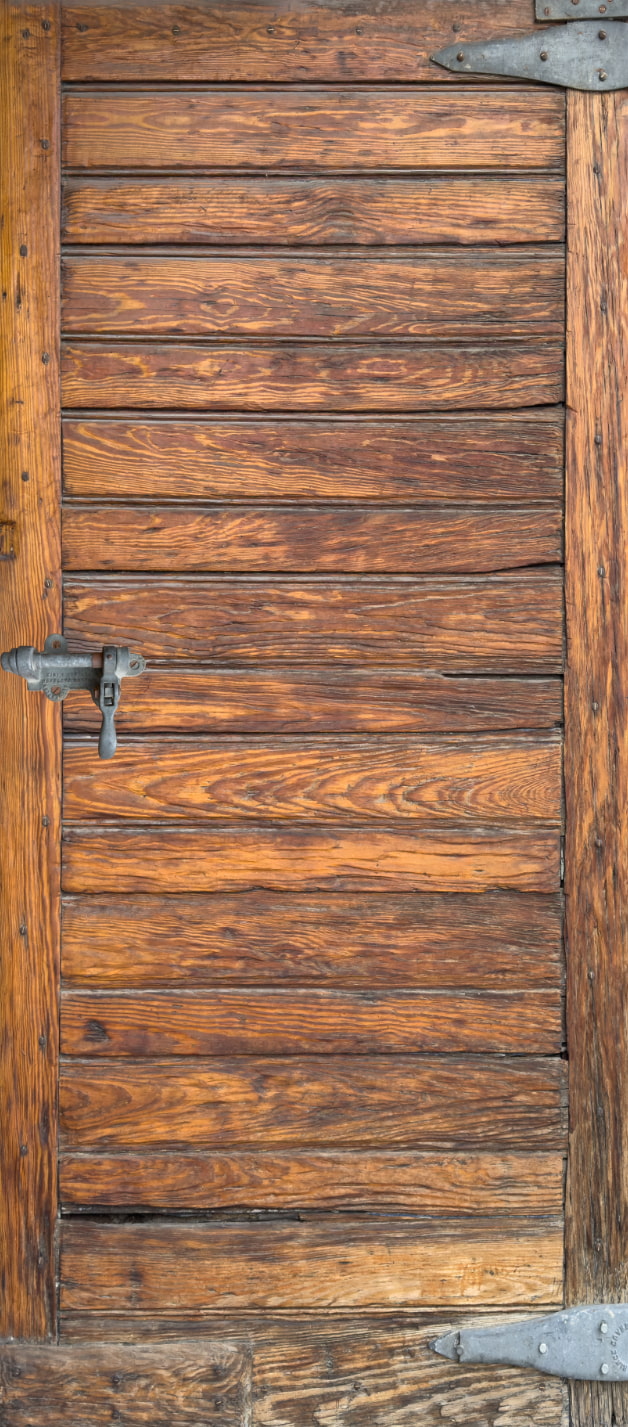 Close-up of a wooden door with visible grain and texture