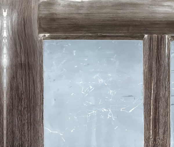 Salvaged weathered 4 window door wrap Close up left side