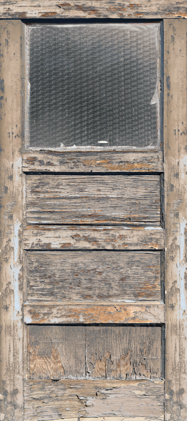 Worn Gas Station Office Tan Door Wrap