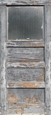 Worn Gas Station Office grey Door Wrap