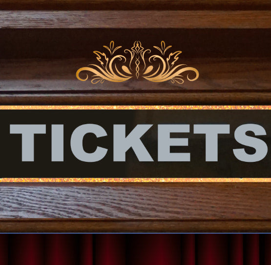 Ticket Booth Door Wrap with Red Curtain Gold