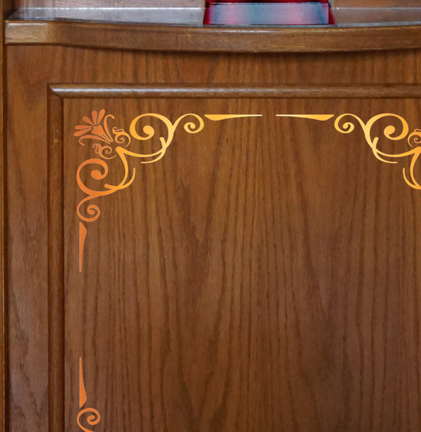 Ticket Booth Door Wrap with Red Curtain Gold