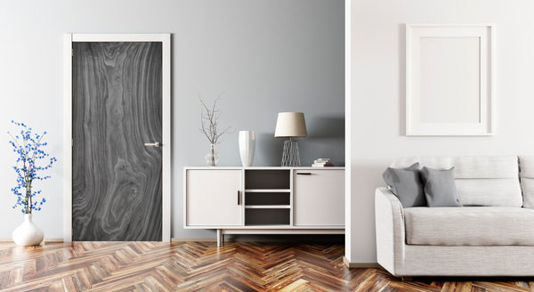 Walnut Black and white Slab Vinyl Door Wrap
