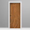 Wooden door with white frame on a gray background