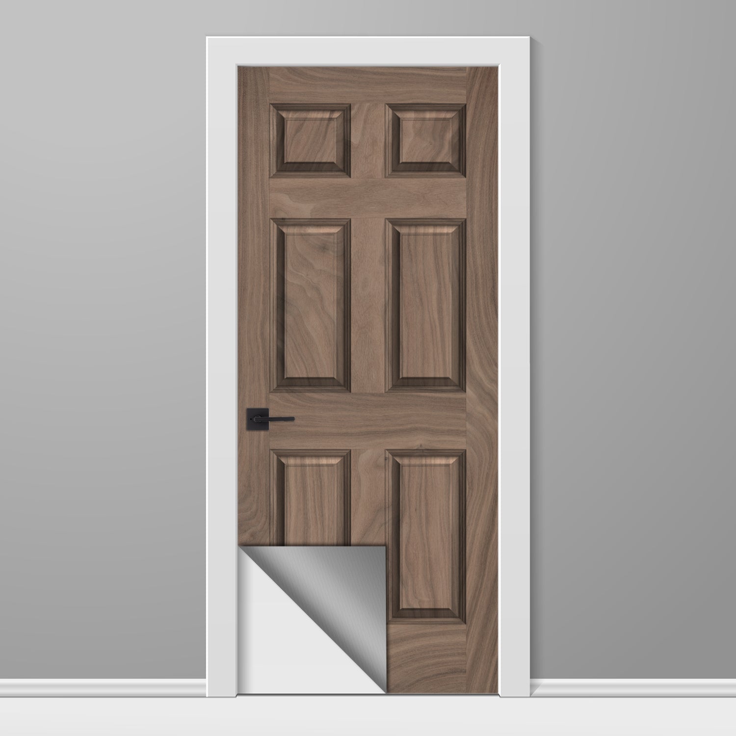 Walnut Raw Wood 6 Panel Vinyl Door Wrap